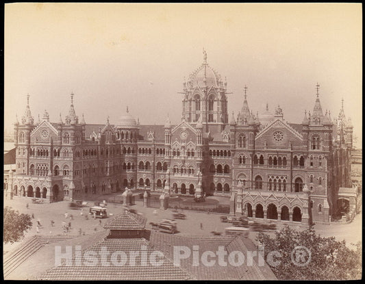 Photo Print : Victoria Terminus Building, Mumbai : Vintage Wall Art