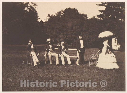 Photo Print : Édouard Baldus - Groupe Dans le PARC du château de La Faloise : Vintage Wall Art