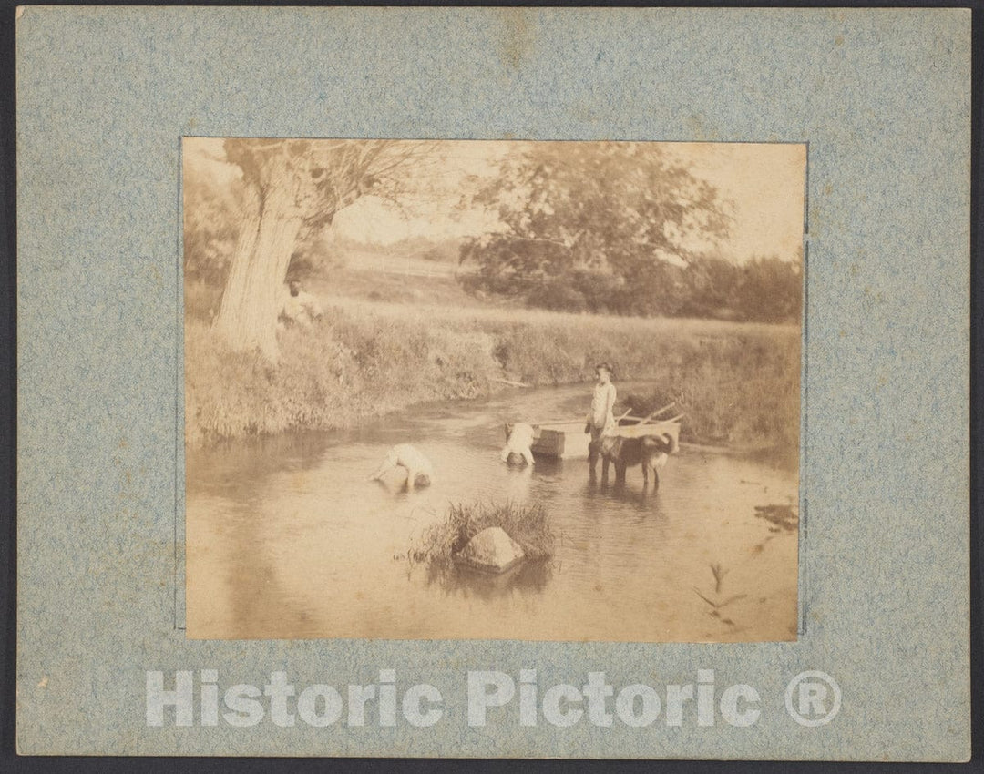 Photo Print : Thomas Eakins - Three Children and a Dog Playing in The Creek, July 4, 1883 2 : Vintage Wall Art