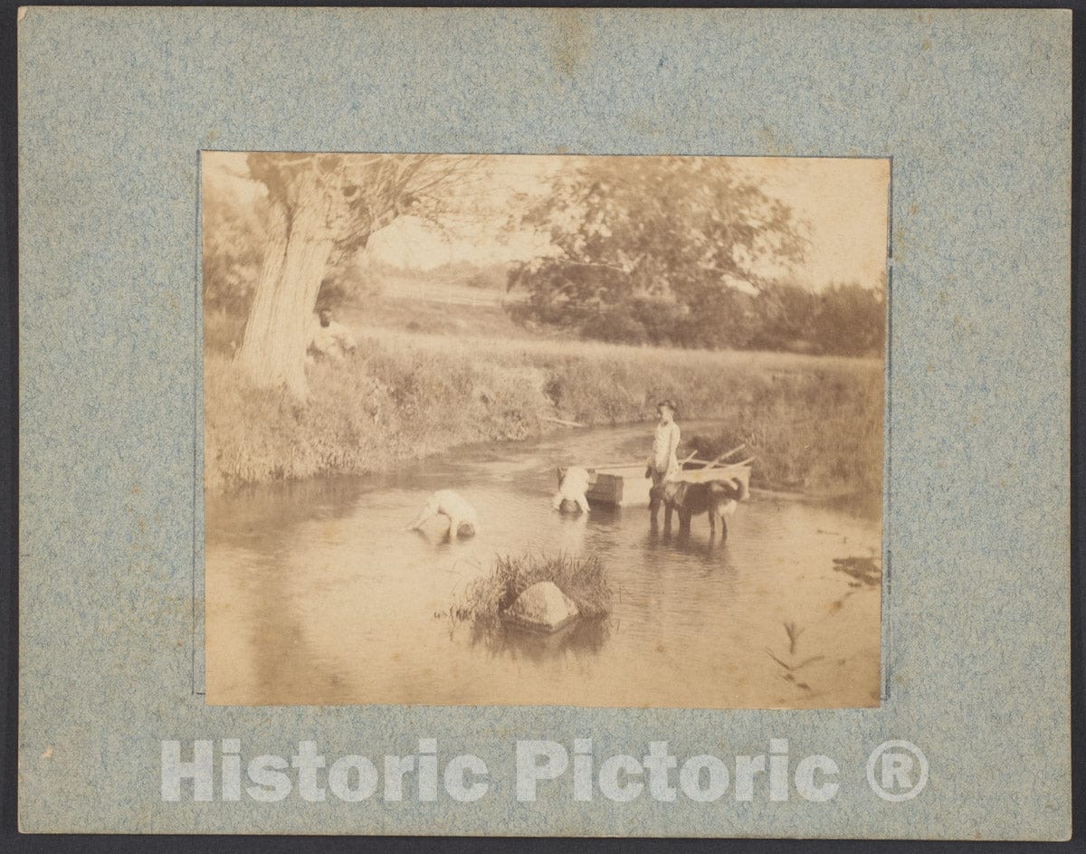 Photo Print : Thomas Eakins - Three Children and a Dog Playing in The Creek, July 4, 1883 2 : Vintage Wall Art