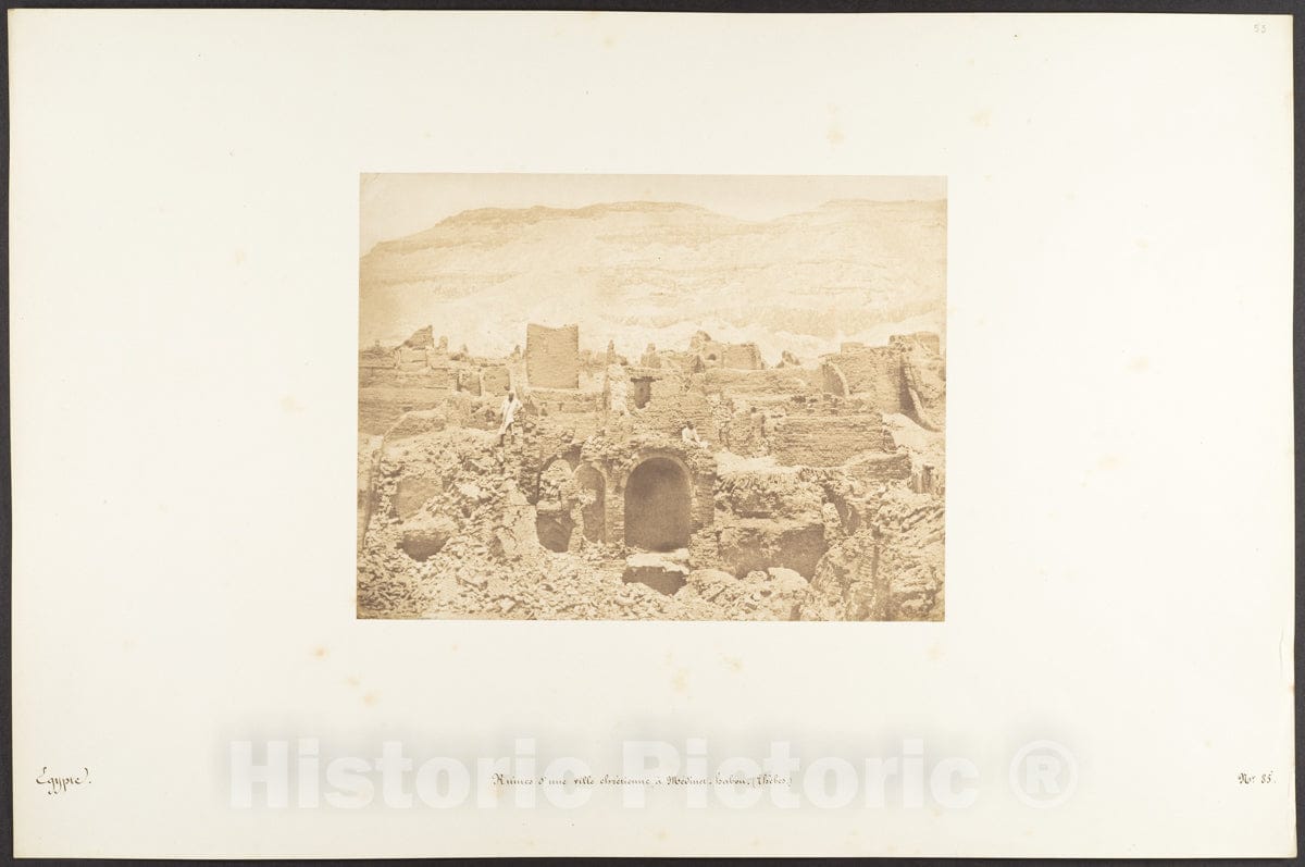 Photo Print : Maxime Du Camp - Ruines d'une Ville chrétienne, à Médinet-habou (Thèbes) : Vintage Wall Art