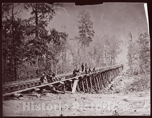 Photo Print : Andrew Joseph Russell - Bridge. U.S. Military Railroad at City Point v.1 : Vintage Wall Art