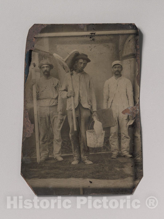 Art Print : Three Plasterers - Artist Unknown : Vintage Wall Art