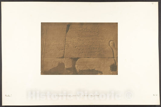 Photo Print : Maxime Du Camp - Inscription Démotique; Second Pylone du Temple d'Isis, à Philae : Vintage Wall Art