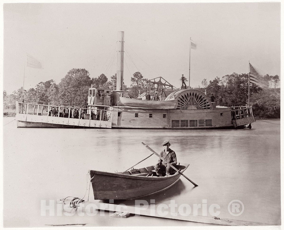 Photo Print : Timothy H. O'sullivan - U.S. Gunboat. Brady Album, p. 161 : Vintage Wall Art