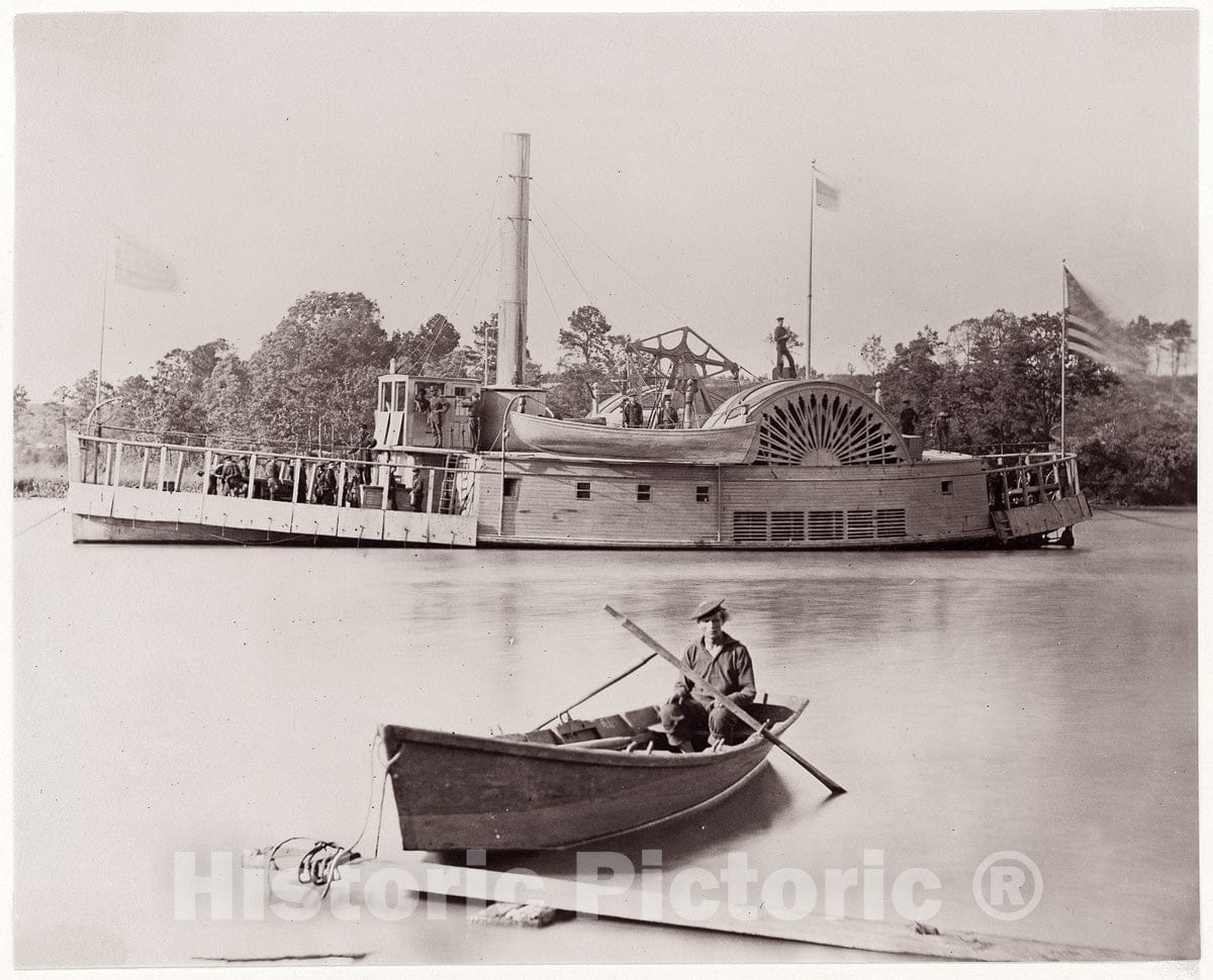Photo Print : Timothy H. O'sullivan - U.S. Gunboat. Brady Album, p. 161 : Vintage Wall Art
