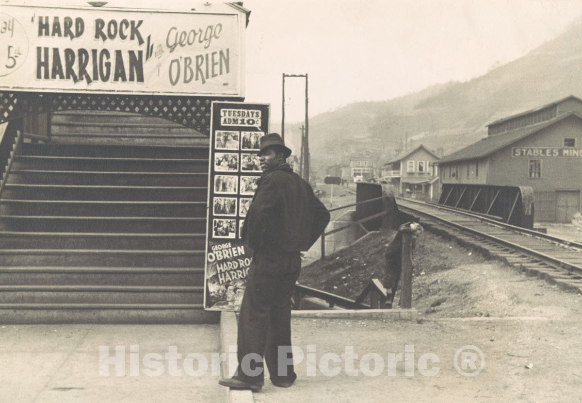 Photo Print : Ben Shahn - Man Standing in Front of Movie Theater, Omar, West Virginia : Vintage Wall Art