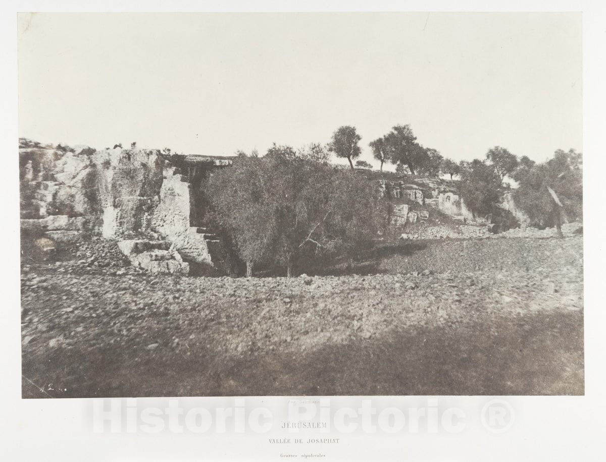 Photo Print : Auguste Salzmann - Jérusalem, Vallée de Josaphat, Grottes sépulcrales, 2 : Vintage Wall Art