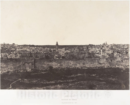 Photo Print : Auguste Salzmann - Jérusalem, Enceinte du Temple, Vue générale de la face Est, Pl. 3 : Vintage Wall Art