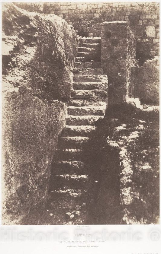 Photo Print : Auguste Salzmann - Jérusalem, Escalier Antique taillé Dans le ROC, conduisant à l'ancienne Porte du Fumier : Vintage Wall Art