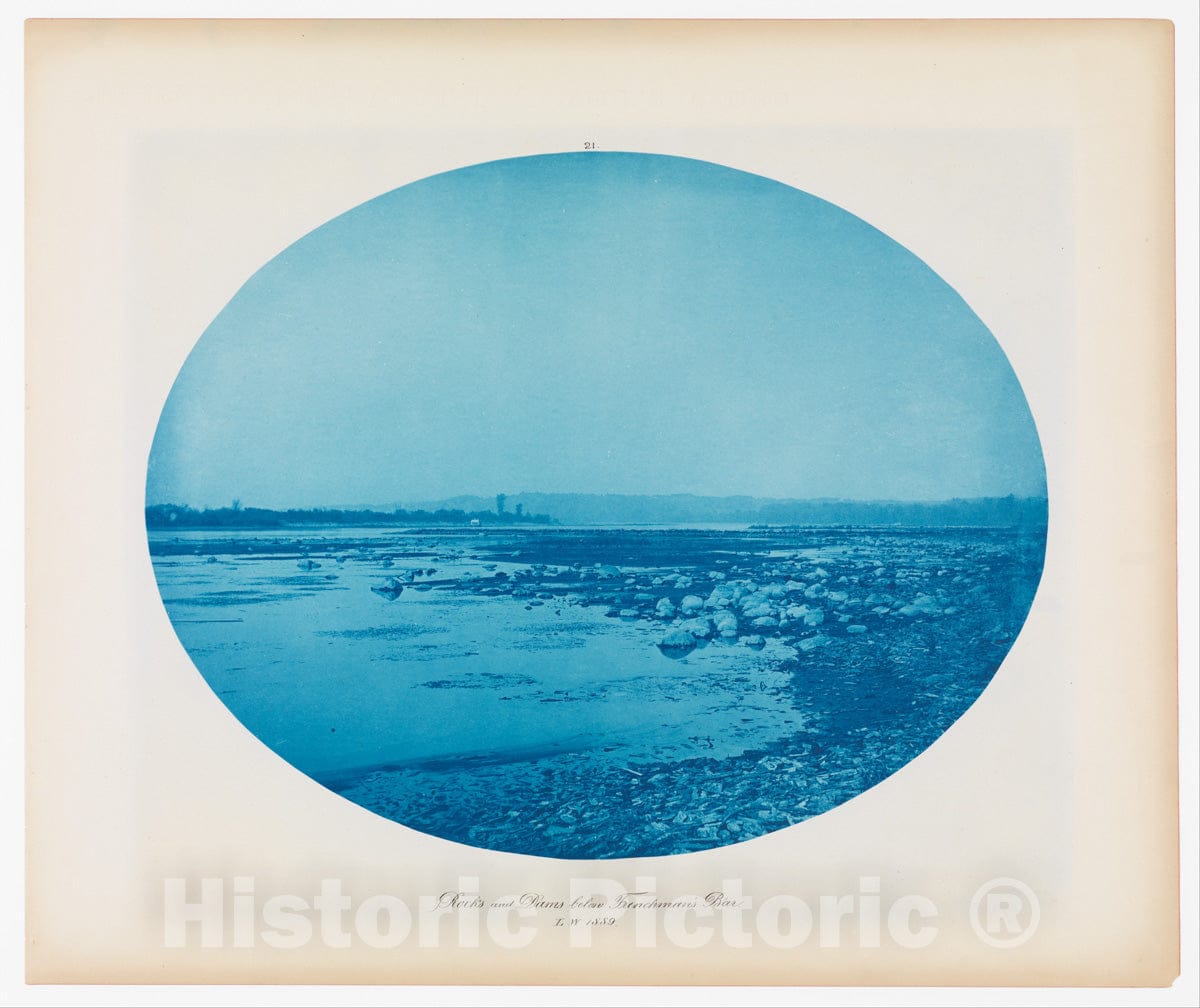 Photo Print : Henry P. Bosse - No. 21. Rocks and Dam Below Frenchmans Bar (Low Water) : Vintage Wall Art