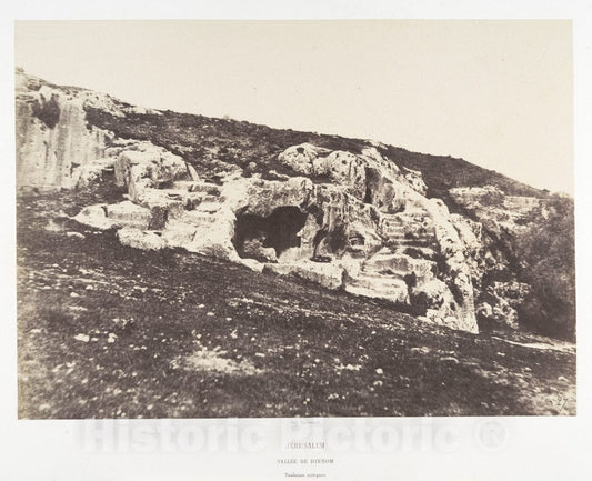 Photo Print : Auguste Salzmann - Jérusalem, Vallée de Hinnom, Tombeaux Antiques : Vintage Wall Art