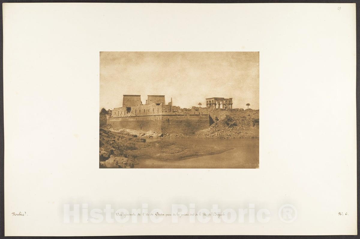 Photo Print : Maxime Du Camp - Vue générale de l'île de Philae, Prise de la Pointe Sud de l'île de Begueh : Vintage Wall Art