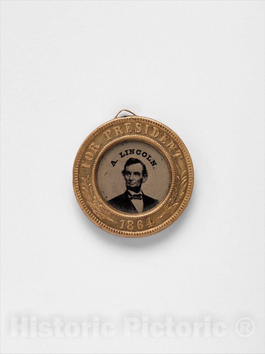 Art Print : Presidential Campaign Medal with Portraits of Abraham Lincoln and Andrew Johnson - Artist Unknown : Vintage Wall Art