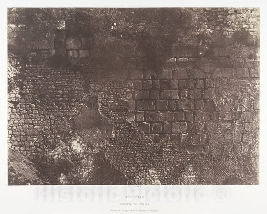 Photo Print : Auguste Salzmann - Jérusalem, Enceinte du Temple, Détails de l'appareil de la Piscine probatique : Vintage Wall Art