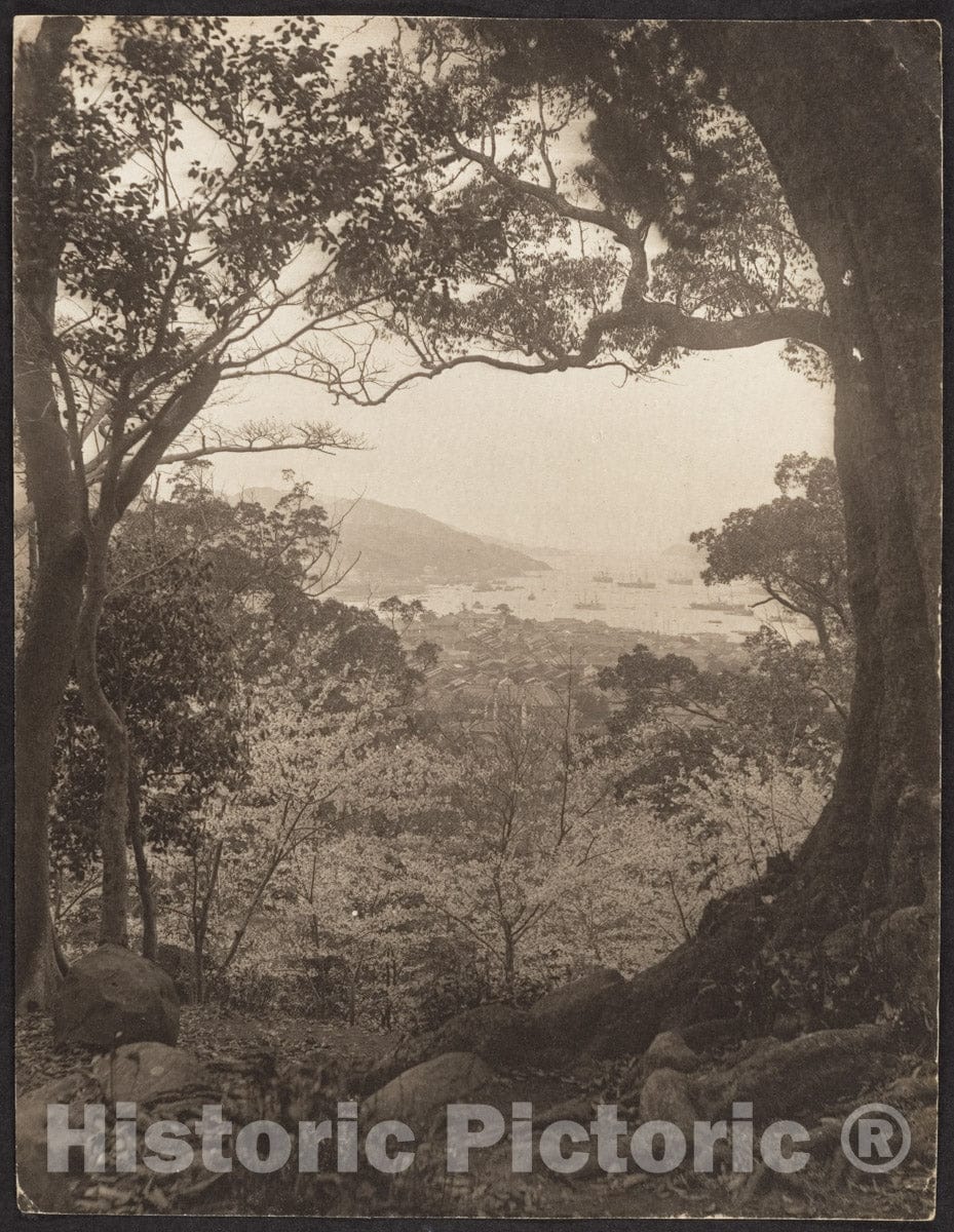 Photo Print : Adolf de Meyer - View from Hillside Toward City and Harbor, Possibly Hong Kong : Vintage Wall Art