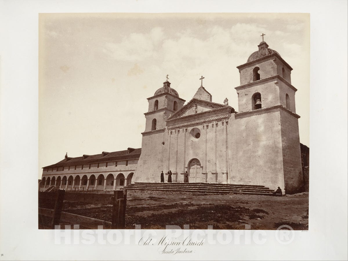 Photo Print : Carleton E. Watkins - Old Mission Church, Santa Barbara : Vintage Wall Art