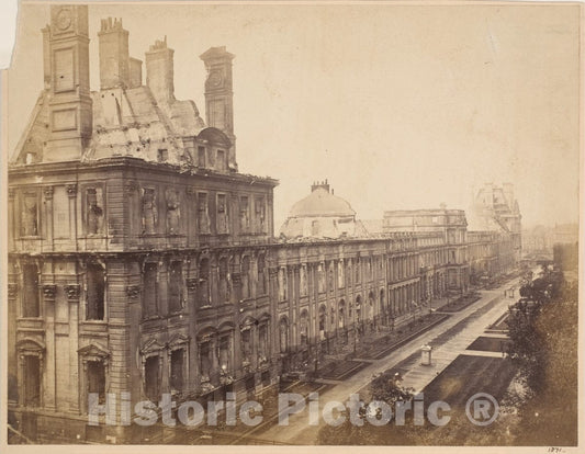 Photo Print : Hippolyte-Auguste Collard - The Tuileries After Its Destruction by The Communards : Vintage Wall Art