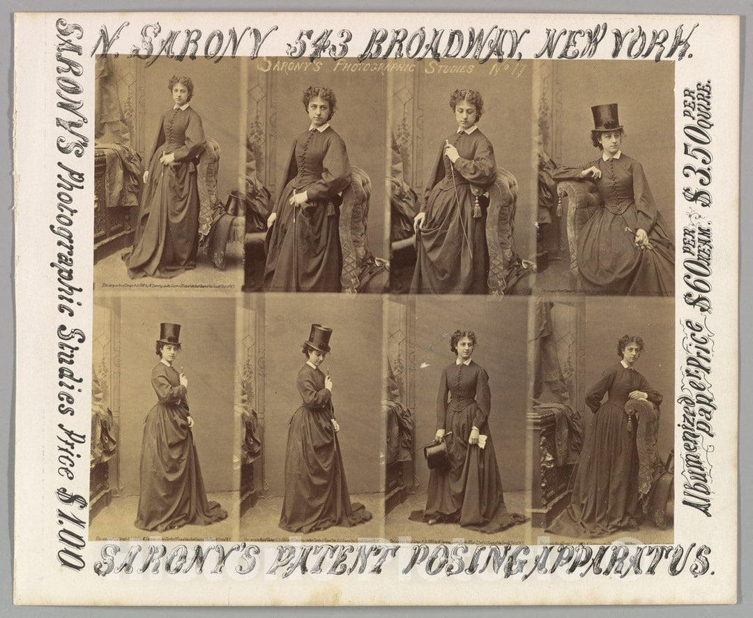 Photo Print : Napoleon Sarony - Advertisement for Sarony's Photographic Studies : Vintage Wall Art