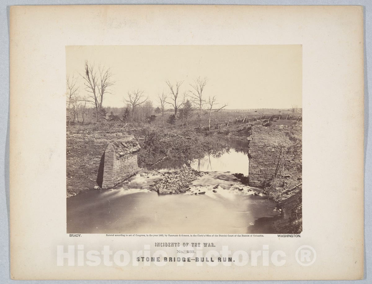 Photo Print : Mathew B. Brady - Stone Bridge - Bull Run : Vintage Wall Art