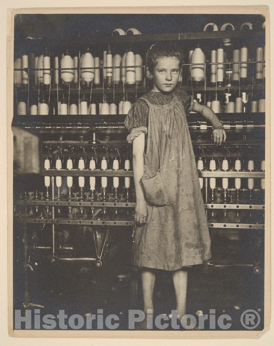 Photo Print : Addie Card, 12 Years. Spinner in North Pownal Cotton Mill. - Artist: Lewis Hine - Created: 3866 : Vintage Wall Art