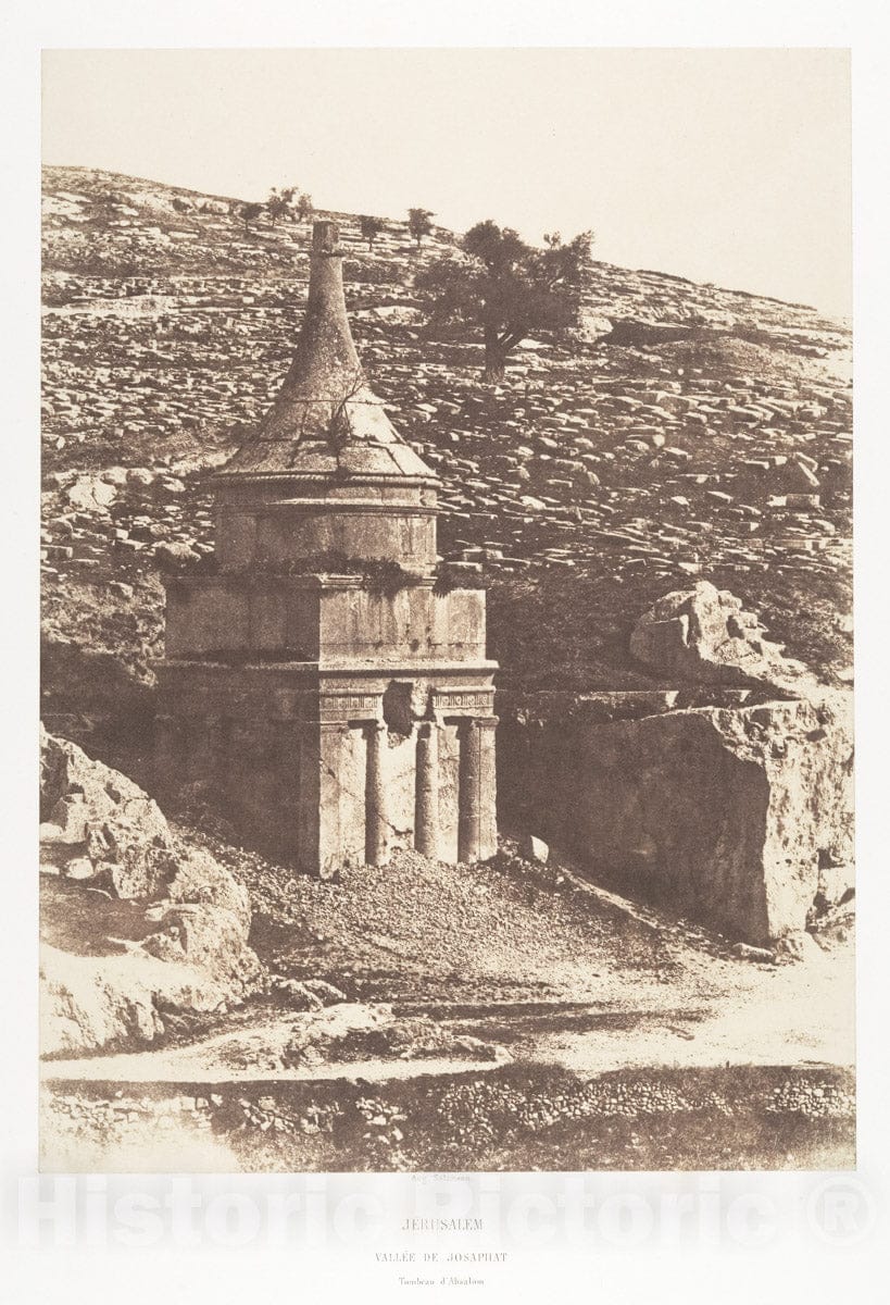Photo Print : Auguste Salzmann - Jérusalem, Vallée de Josaphat, Tombeau d'Absalon : Vintage Wall Art