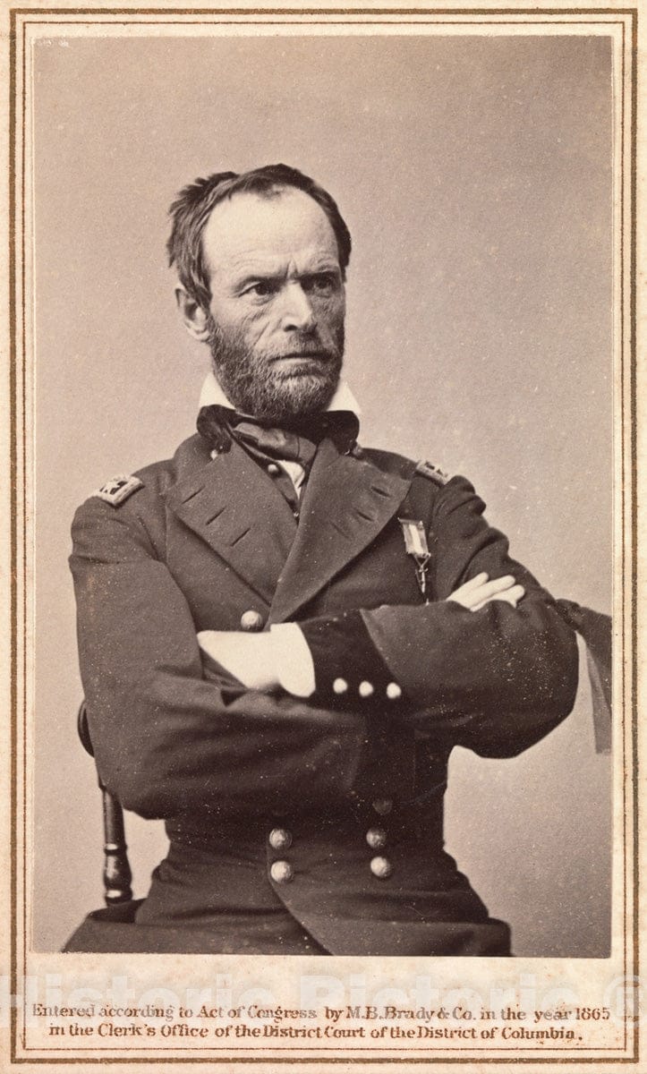 Photo Print : Brady & Co. - Major General William Tecumseh Sherman Wearing Mourning Armband : Vintage Wall Art