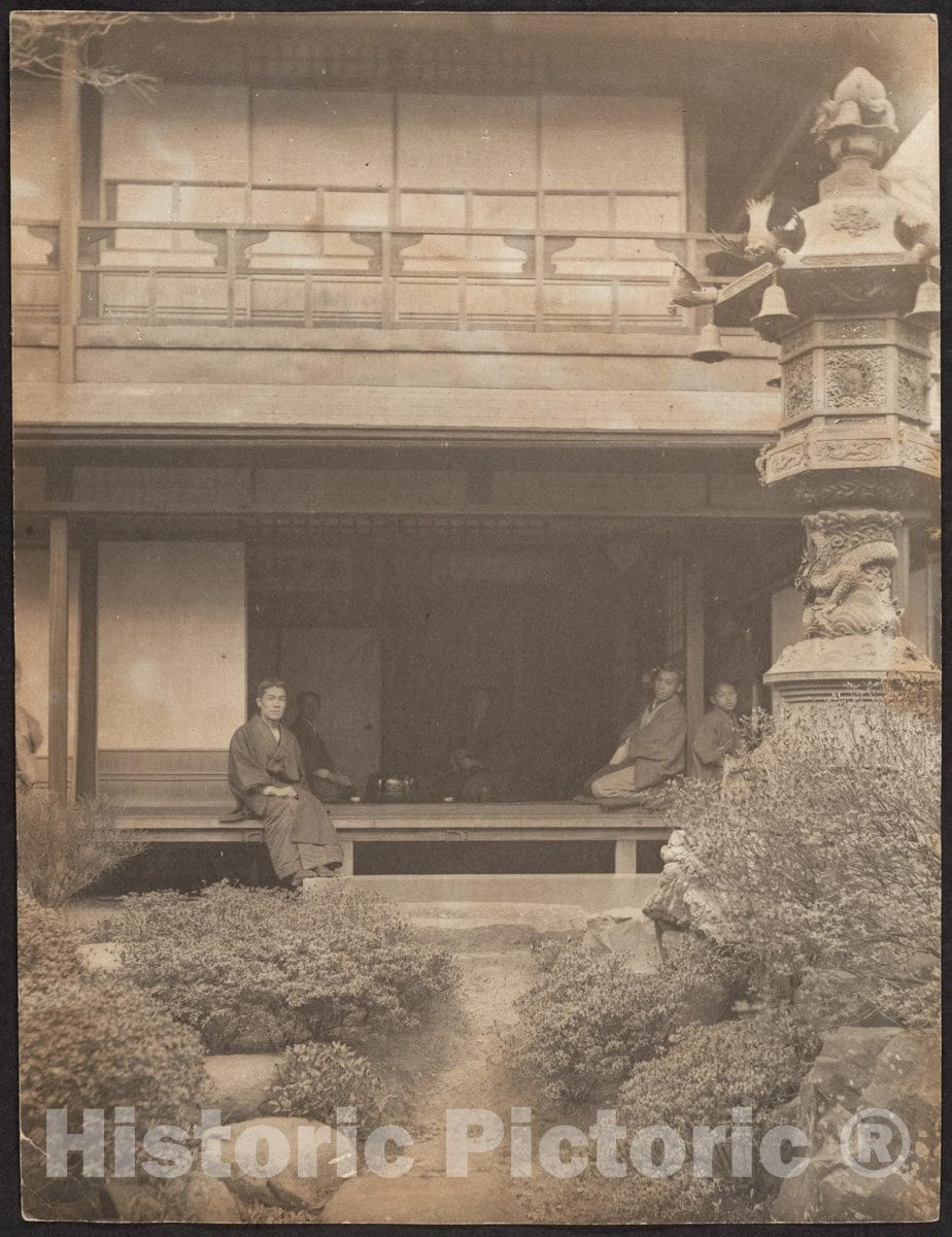 Photo Print : Adolf de Meyer - Young Men Sitting on Porch, Japan : Vintage Wall Art