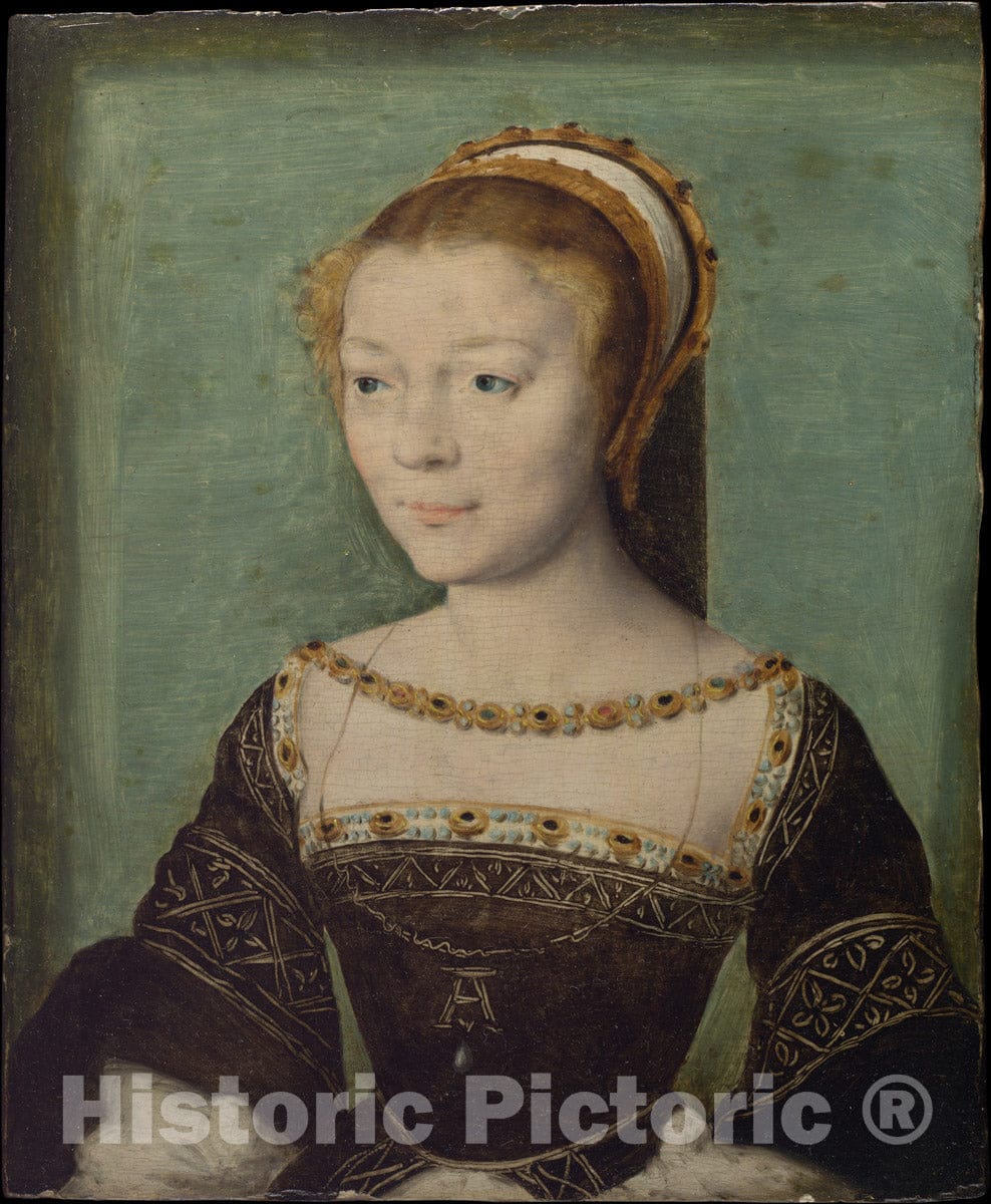 Art Print : Corneille de Lyon - Anne de Pisseleu (1508–1576), Duchesse d'Étampes : Vintage Wall Art