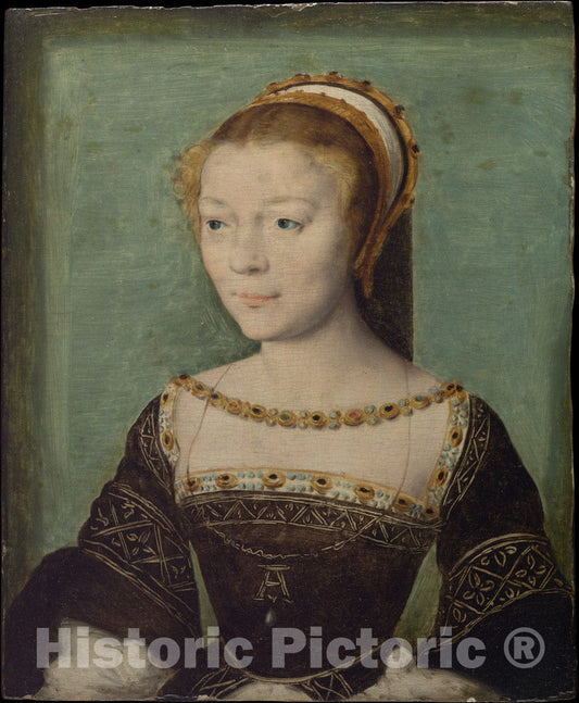 Art Print : Corneille de Lyon - Anne de Pisseleu (1508–1576), Duchesse d'Étampes : Vintage Wall Art
