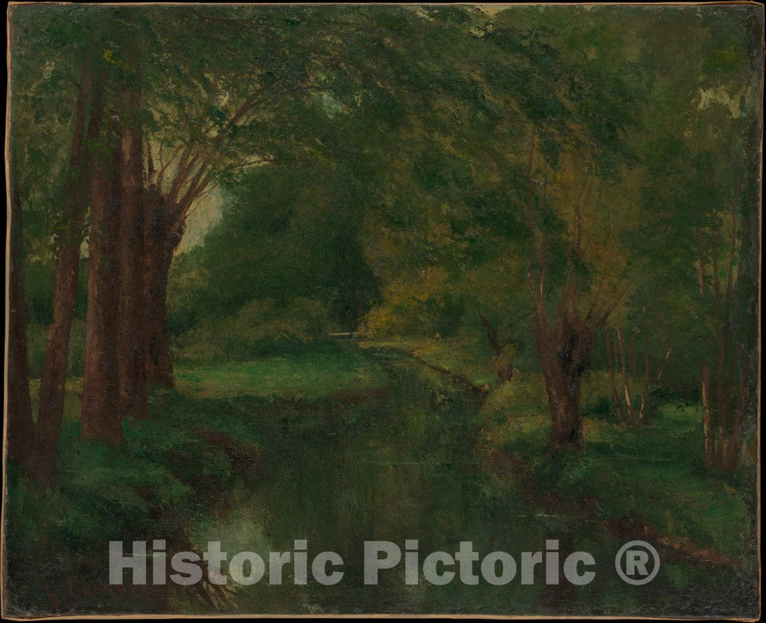 Art Print : Gustave Courbet - A Brook in a Clearing (Possibly Brook, Valley of Fontcouverte; Study) : Vintage Wall Art