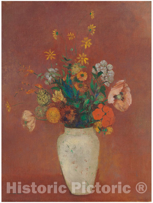 Art Print : Odilon Redon - Bouquet in a Chinese Vase : Vintage Wall Art
