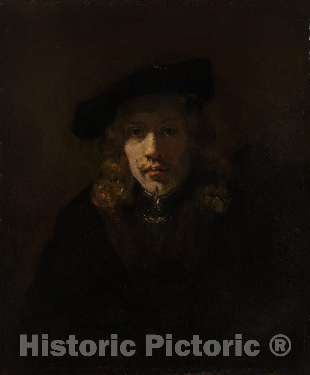 Art Print : Style of Rembrandt - Man in a Beret : Vintage Wall Art