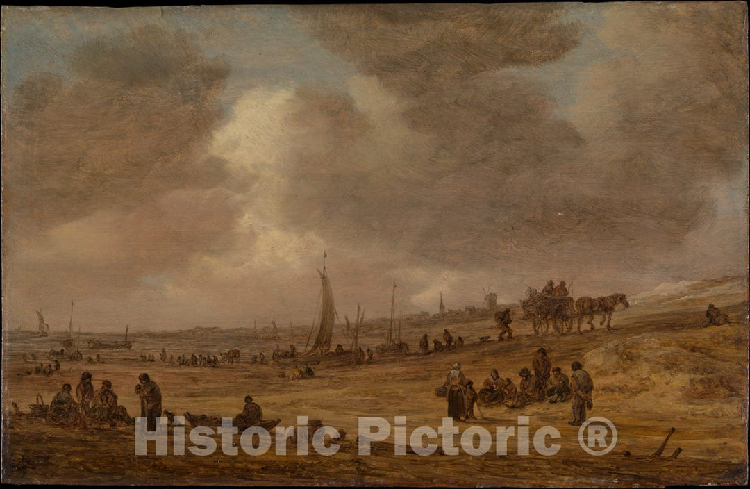 Art Print : Jan Van Goyen - A Beach with Fishing Boats : Vintage Wall Art