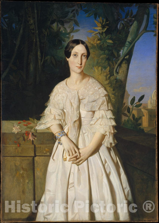 Art Print : Théodore Chassériau - Comtesse de La Tour-Maubourg (Marie-Louise-Charlotte-Gabrielle Thomas de Pange, 1816–1850) : Vintage Wall Art