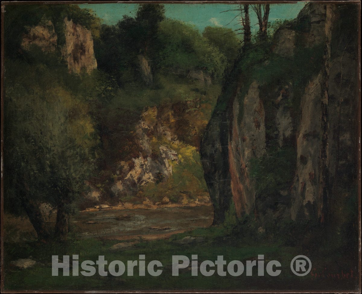 Art Print : Gustave Courbet - The Hidden Brook : Vintage Wall Art