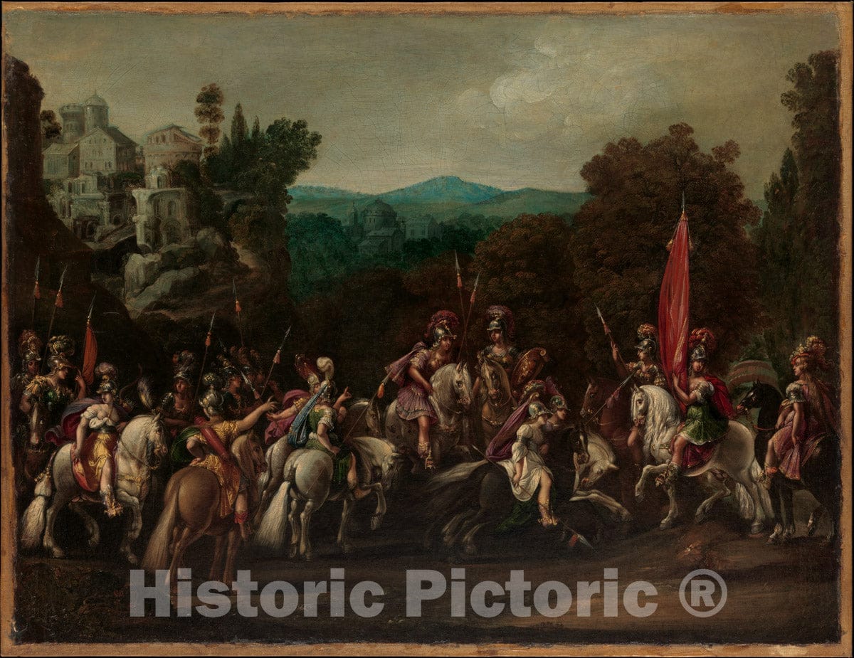 Art Print : Claude Déruet - Departure of The Amazons : Vintage Wall Art