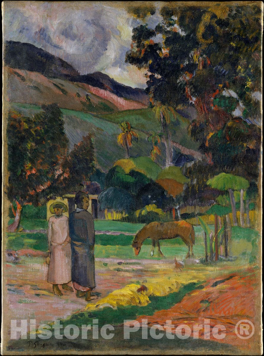 Art Print : Paul Gauguin - Tahitian Landscape : Vintage Wall Art