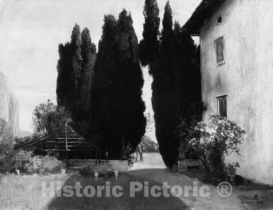 Art Print : Friedrich August von Kaulbach - Italian Garden : Vintage Wall Art