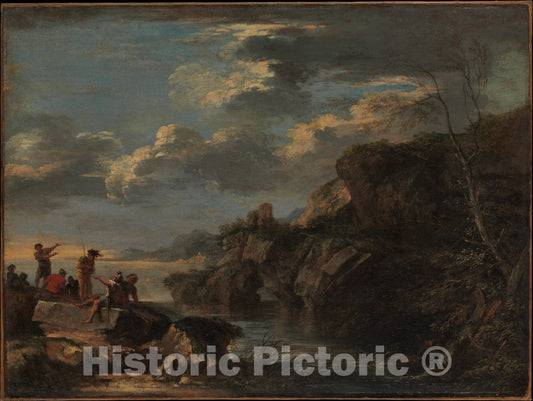 Art Print : Salvator Rosa - Bandits on a Rocky Coast : Vintage Wall Art