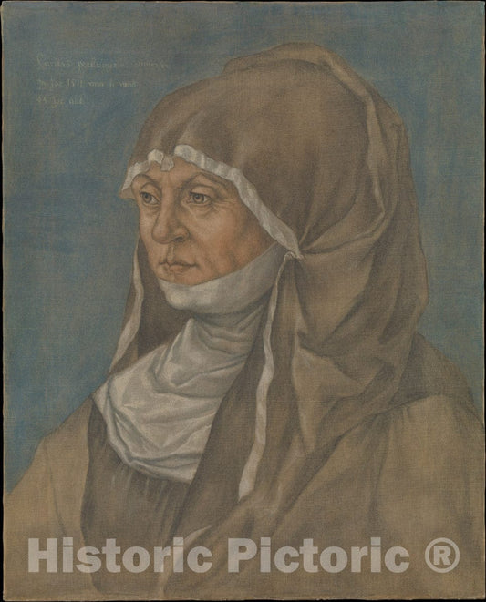 Art Print : Imitator of Albrecht Dürer - Portrait of a Woman, Said to Be Caritas Pirckheimer (1467–1532) : Vintage Wall Art