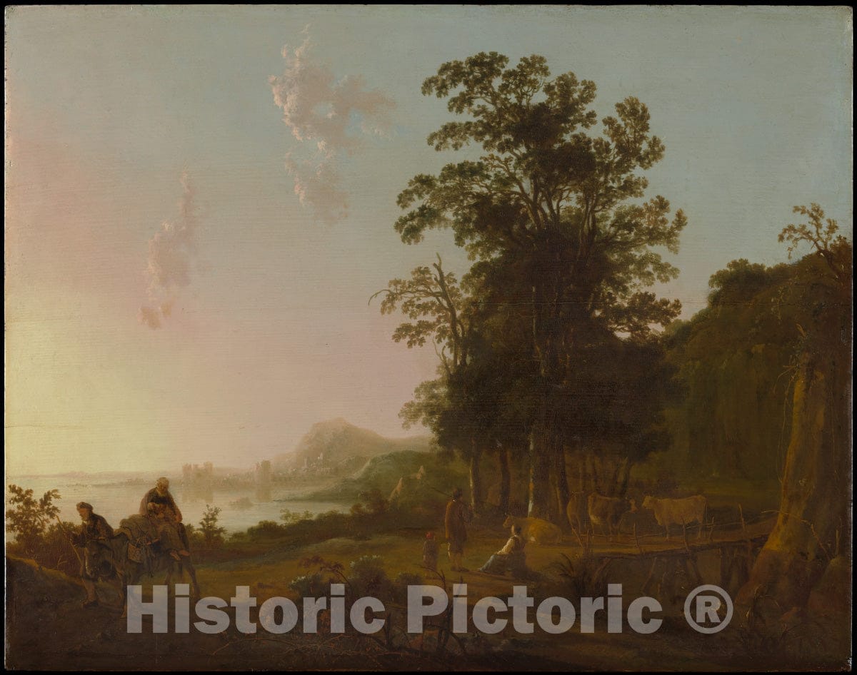 Art Print : Aelbert Cuyp - Landscape with The Flight into Egypt : Vintage Wall Art