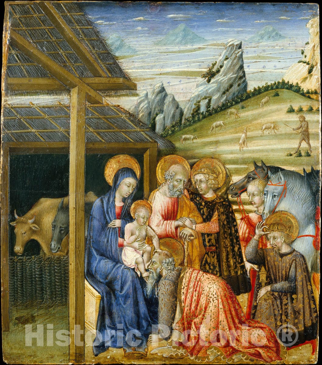 Art Print : Giovanni di Paolo (Giovanni di Paolo di Grazia) - The Adoration of The Magi : Vintage Wall Art