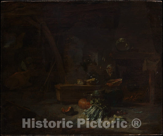 Art Print : Willem Kalf - Interior of a Kitchen : Vintage Wall Art