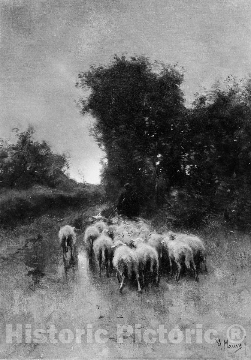 Art Print : Anton Mauve - Twilight : Vintage Wall Art