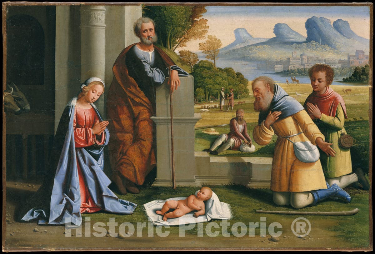 Art Print : L'Ortolano (Giovanni Battista Benvenuti) - The Adoration of The Shepherds : Vintage Wall Art