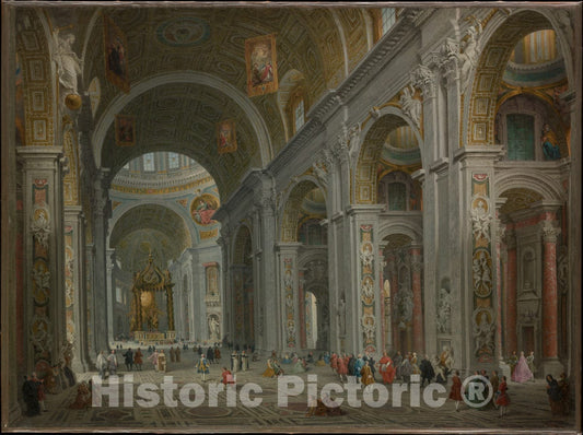 Art Print : Giovanni Paolo Panini - Interior of Saint Peter's, Rome : Vintage Wall Art