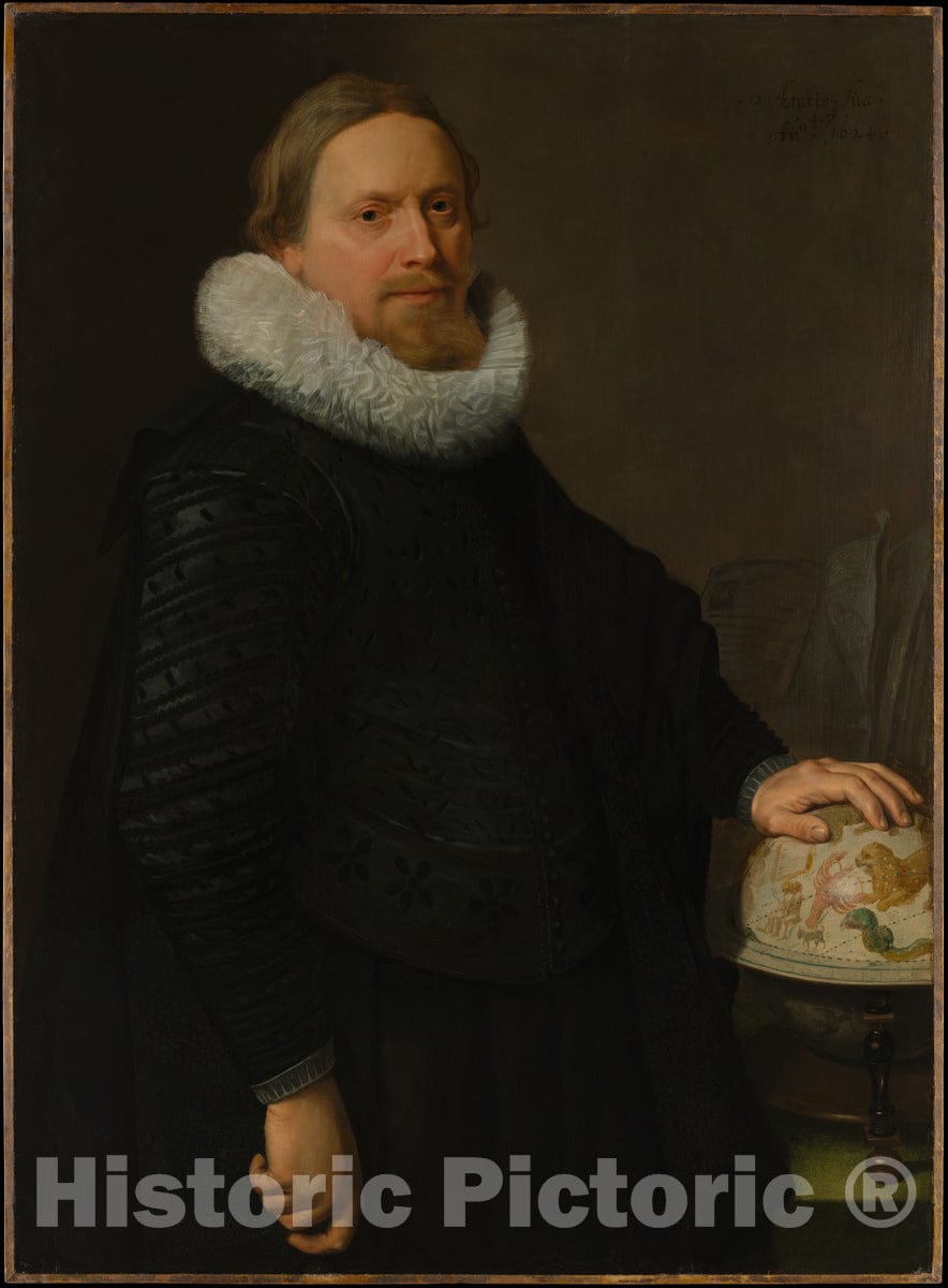 Art Print : Nicolaes Eliasz Pickenoy - Man with a Celestial Globe : Vintage Wall Art