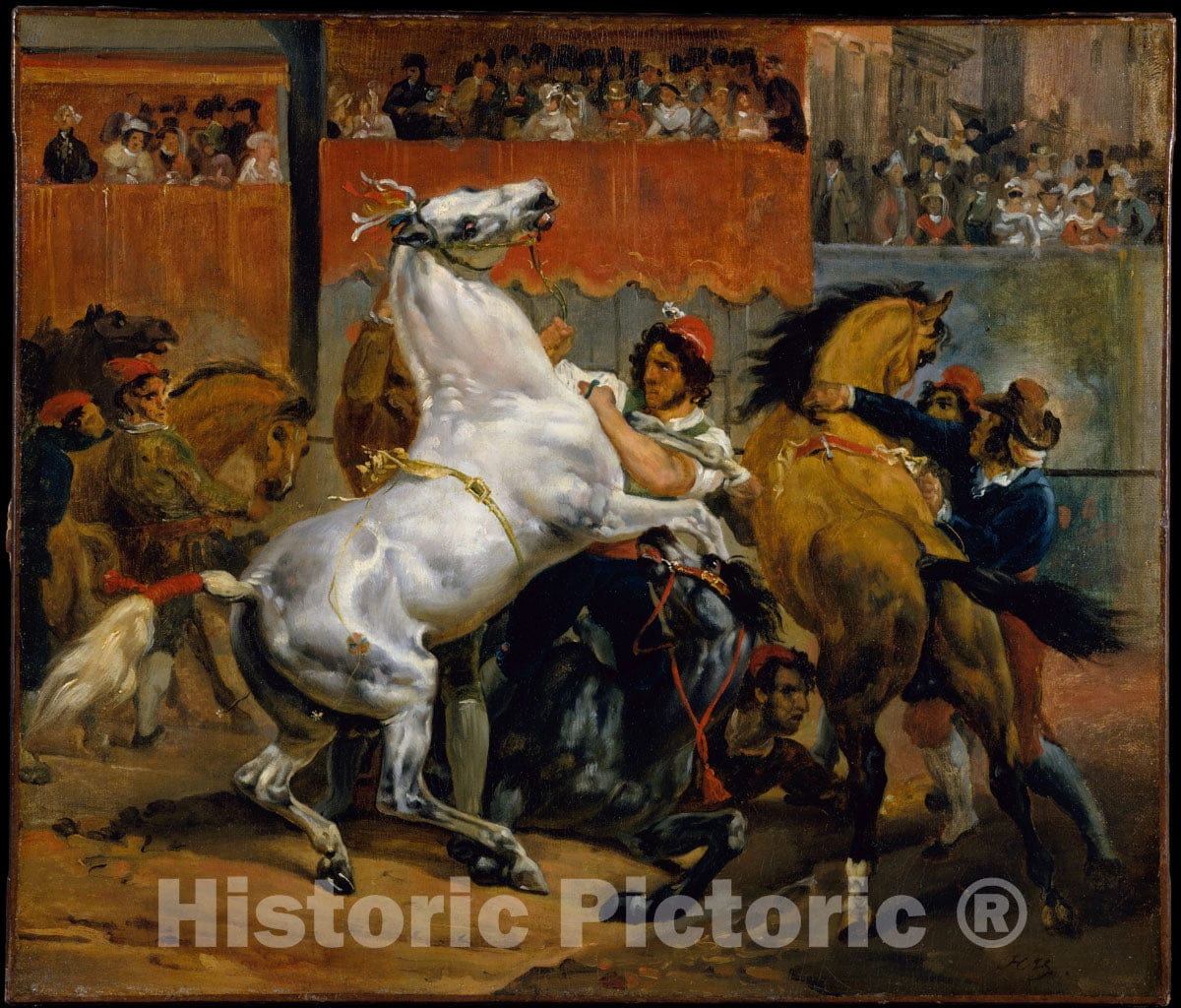 Art Print : Horace Vernet - The Start of The Race of The Riderless Horses : Vintage Wall Art