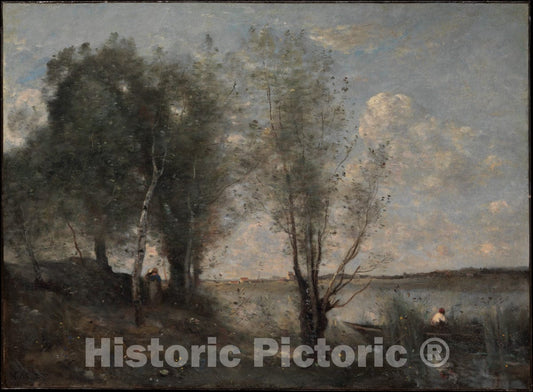 Art Print : Camille Corot - Boatman Among The Reeds : Vintage Wall Art
